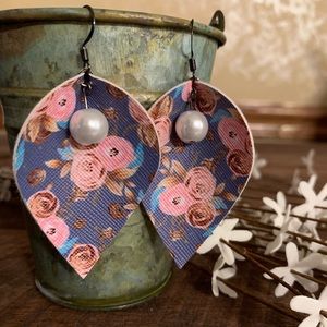 Faux leather dangle earrings